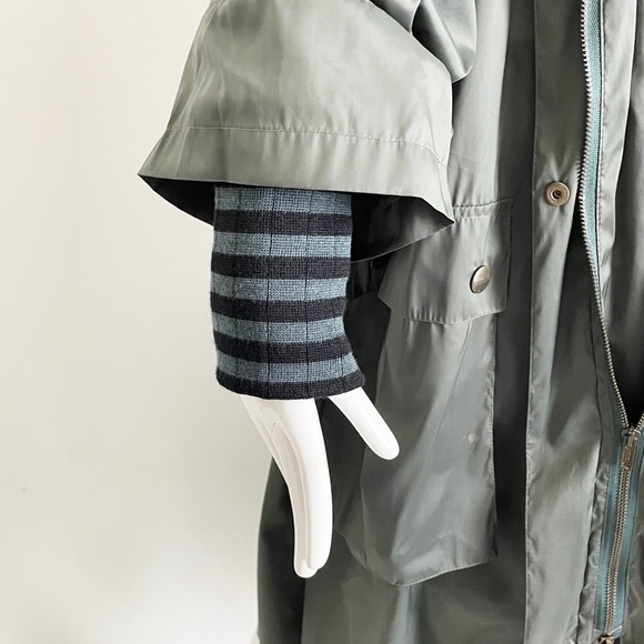 Sonia Rykiel Rain Coat Striped Wool Neck Cuffs HTF - Picture 12 of 14